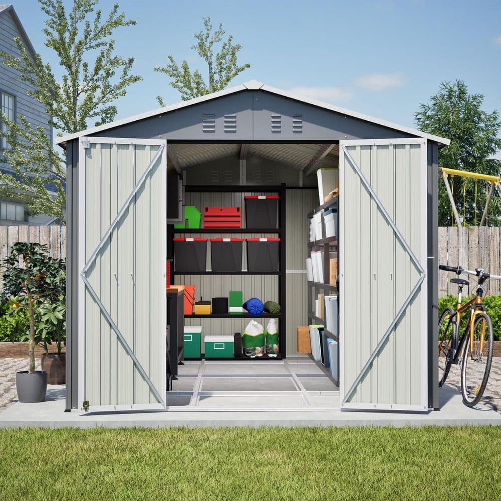 12 ft. W x 8 ft. D Metal Aluminum Tool Shed with Additional Side
