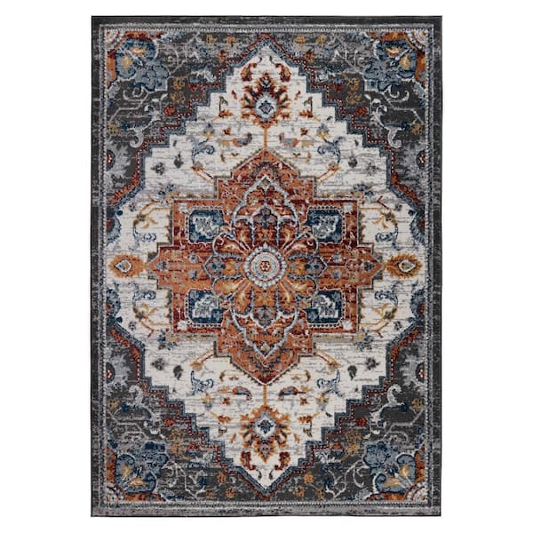 Amer Rugs Alexandria 8 x 10 Multi Medallion Pattern Area Rug for High Traffic Living Room Dining Room Bedroom