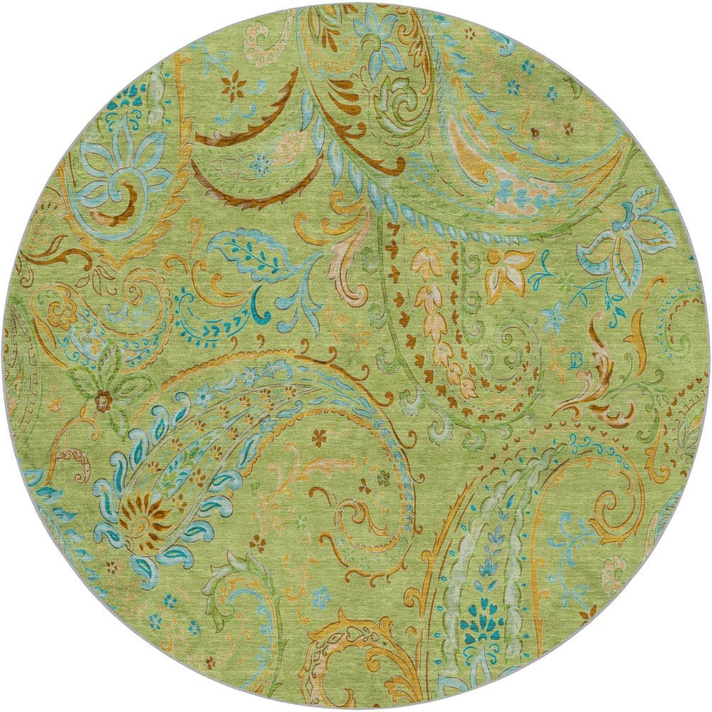 Dream Shag Premium Machine Washable Abstract ADS533 Aloe 8 ft. x 8 ft. Round Rug price history on PriceWatchPro