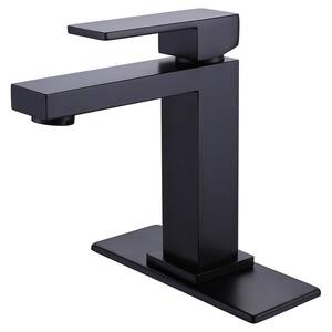 Hoon Single Hole Single-Handle 1.2 GPM Bathroom Faucet With Deck Plate in Matte Black