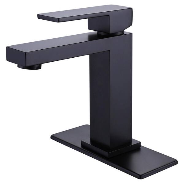Miscool Coco Single Handle Single Hole Bathroom Faucet with Deckplate Included in Matte Black