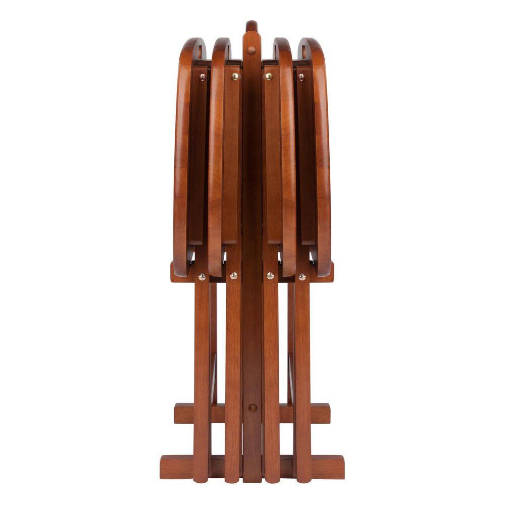 Lucca 15.67 in. Teak 5-Pieces Snack/End Table Set - thumbnail 2