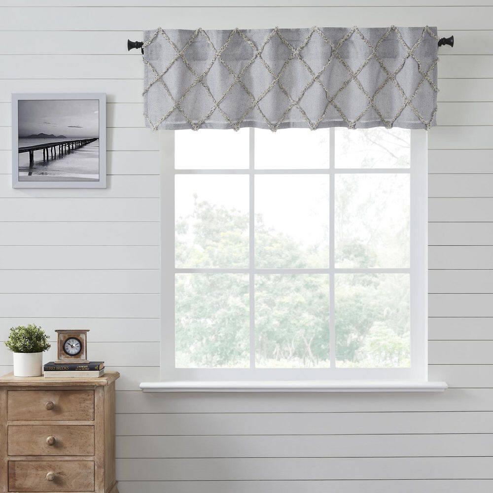 Frayed Lattice 60 in. L x 16 in. W Cotton Valance in Creme & Black price history on PriceWatchPro
