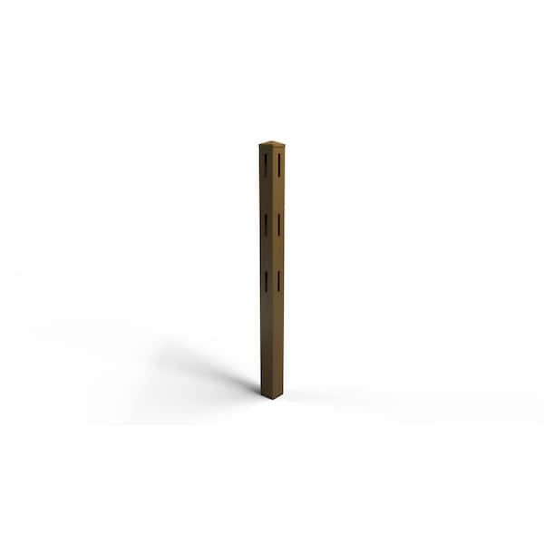 Composite 3-Rail Corner Post with Post Cap for Traditional Ranch Rail System (5 in. x 5 in. x 64 in. L) Rosewood (Brown)