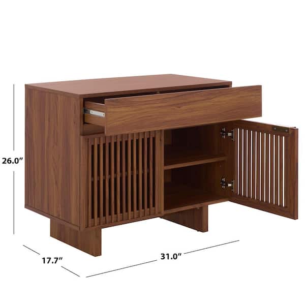 SAFAVIEH Quaid Walnut/Brass 1-Drawer Nightstand NST3104A - The