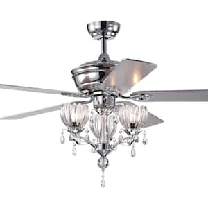 Silver Orchid Laurel 52 in. Indoor Chrome Remote Controlled Ceiling Fan with Light Kit
