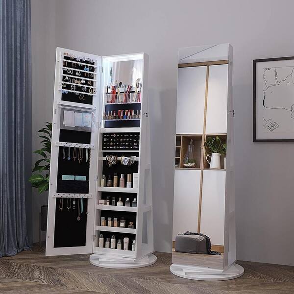 置物 Sparkle4c_Jewelry Door/Wall Mount Mirror Jewelry Cabinet Armoire w/ Inside