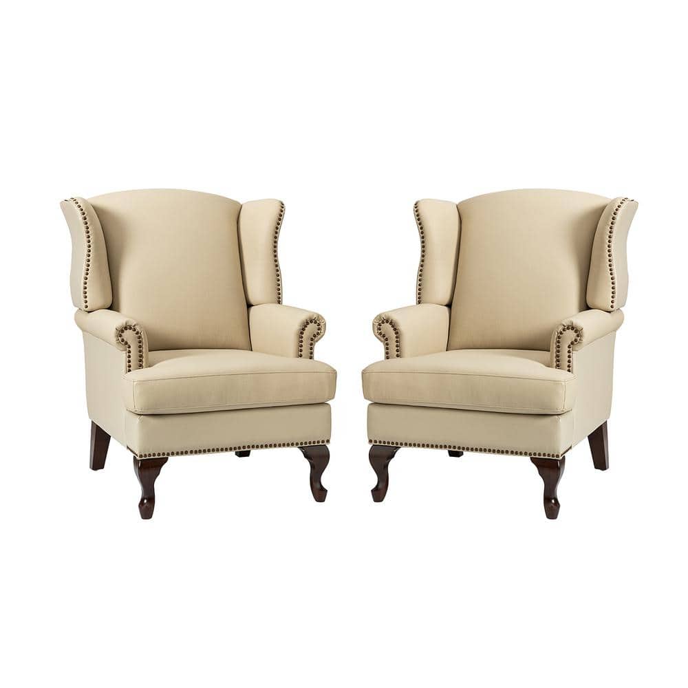 Johannes Beige Genuine Leather Armchair with Nailhead Trims Set of 2 price history on PriceWatchPro