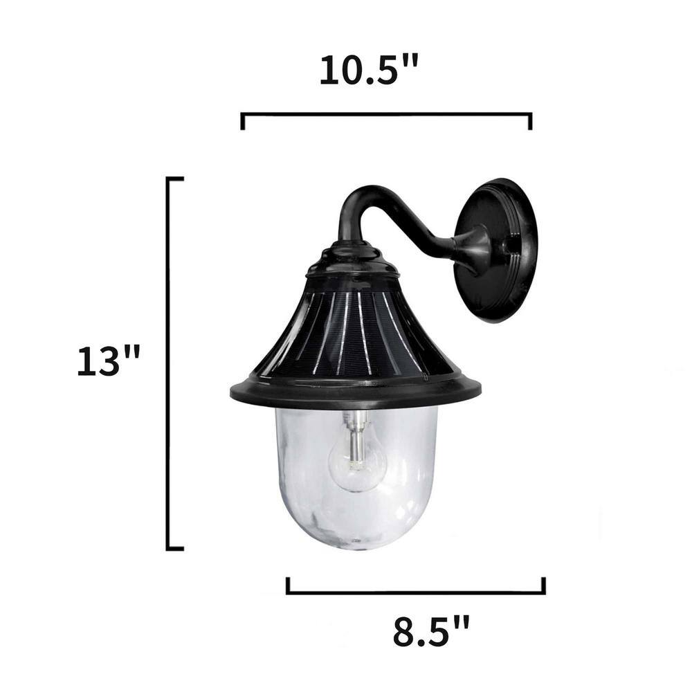 Black Solar Powered Industrial Lantern Wall Light