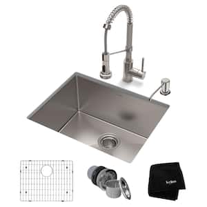 Standart PRO 23 in. Undermount Single Bowl 16 Gauge Stainless Steel Kitchen Sink Faucet in Stainless Steel