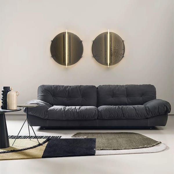 Magic Home Anti-Scratch 105 in. Cat-Friendly Microfiber 2-Seater Loveseat Cloud Sofa with Solid Wood Frame, Thick Cushions in Gray