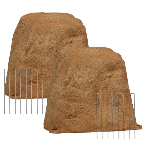 Flat-Top Artificial Landscape Rock with Stakes-Sand-2 Pack