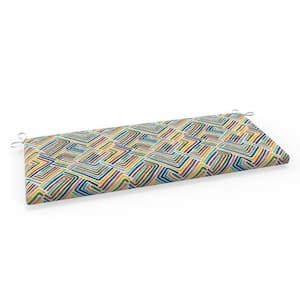 Geometric 45 in W x 3 in H Rectangular Outdoor Bench Cushion with Ties 1-Count in Estie Multi