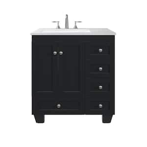 Acclaim 30 in. W x 22 in. D x 34 in. H Single Sink Freestanding Bath Vanity in Espresso with White Carrara Quartz Top