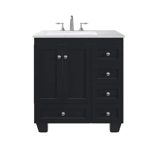 Acclaim 30 in. Single Sink Espresso Bath Vanity with White Carrara Quartz Top (Assembled)