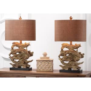 Forester 26.5 in. Brown Branch Table Lamp with Brown Shade (Set of 2)