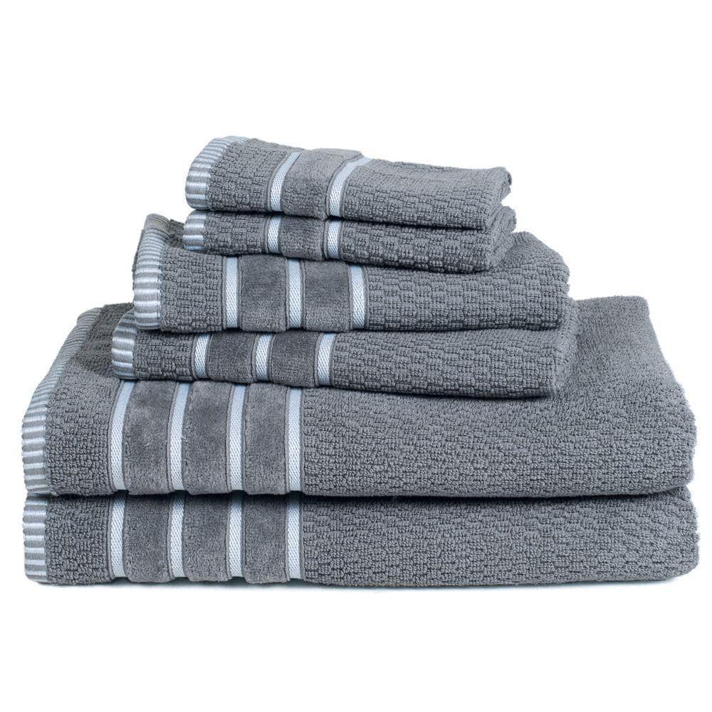 UPC 886511653177 product image for 6-Piece Silver 100% Cotton Rice Weave Towel Set | upcitemdb.com