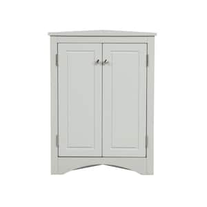 17.2 in. W x 17.2 in. D x 31.5 in. H Gray Triangle Linen Cabinet with Adjustable Shelves, Corner Cabinet for Kitchen