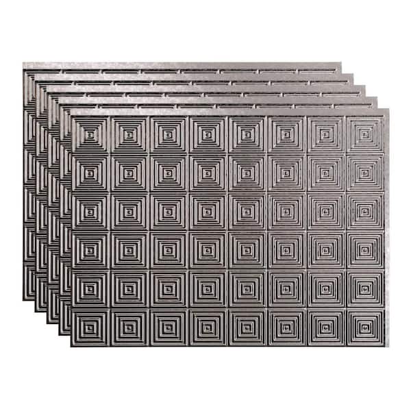 Fasade 18.25 in. x 24.25 in. Miniquattro Vinyl Backsplash Panel in Galvanized Steel (Pack of 5)
