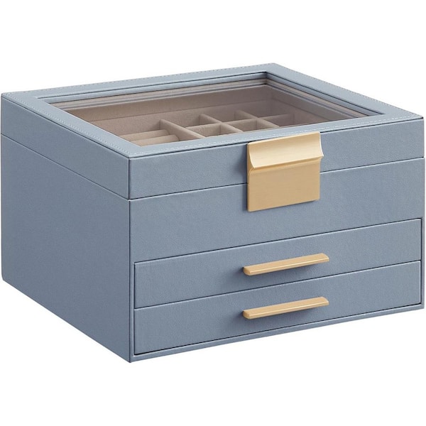 Smoky Blue 8 in. x 9.1 in. MDF Decorative Box (Set of 1) YJ00366 - The ...