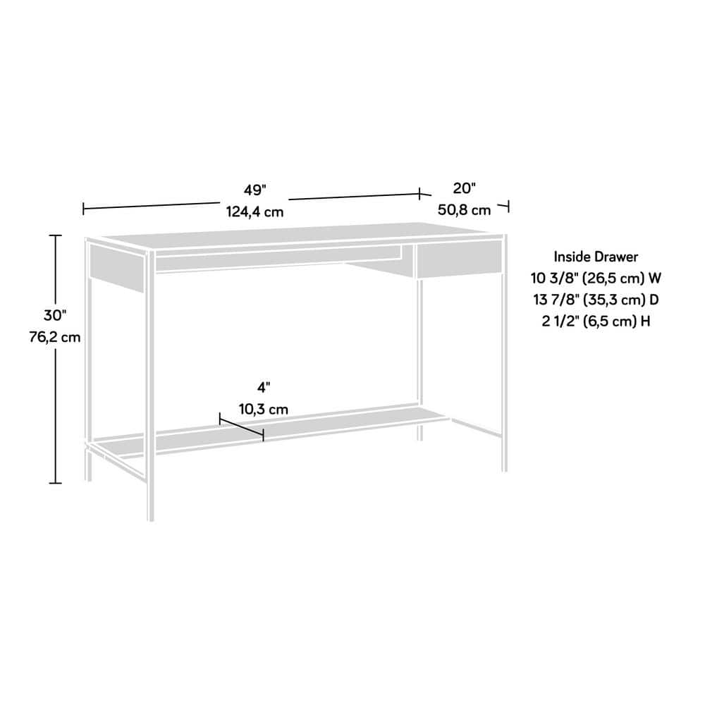 Black and Oak Wood Writing Desk with Drawer and Shelf