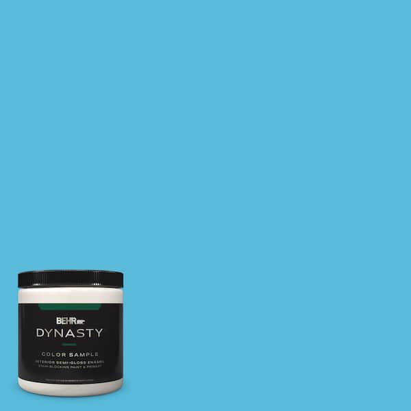 BEHR DYNASTY 8 oz. #530B-5 Azurean Semi-Gloss Enamel Stain-Blocking Interior/Exterior Paint & Primer Sample