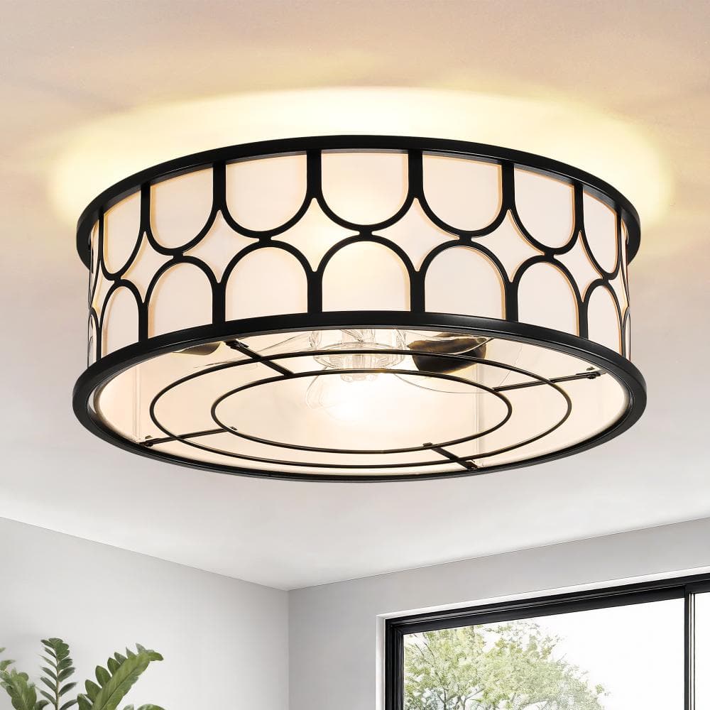 20 In. Indoor Black Cylinder Flush Mount Ceiling Fan with Light, Remote Control (6-Speed, Timer) price history on PriceWatchPro