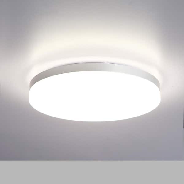 13 in. Low Profile Modern Silver 4000K Integrated LED Flush Mount Ceiling Light Fixture for Hallway Kitchen Bedroom