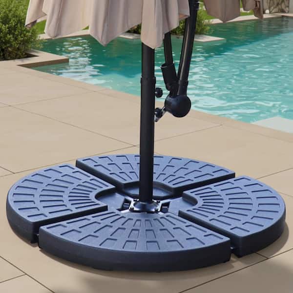 180 lb. Capacity Weighted Cantilever and Offset Patio Umbrella Base in Black (4-Piece)