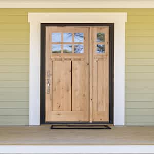 46 in. x 80 in. Craftsman Alder 2- Panel Right-Hand/Inswing 6-Lite Clear Glass Unfinished Wood Prehung Front Door w/RSL