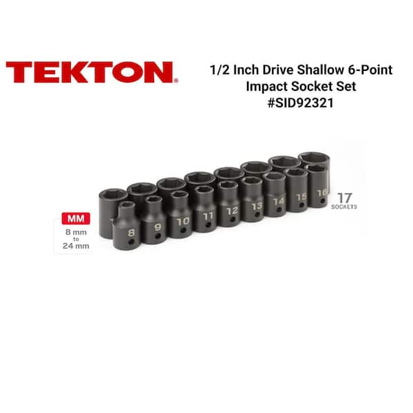 1/2 in. Drive 6-Point Impact Socket Set, 17-Piece (8 mm - 24 mm)