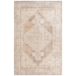 Astra Machine Washable Beige 2 ft. x 4 ft. Center medallion Traditional Area Rug