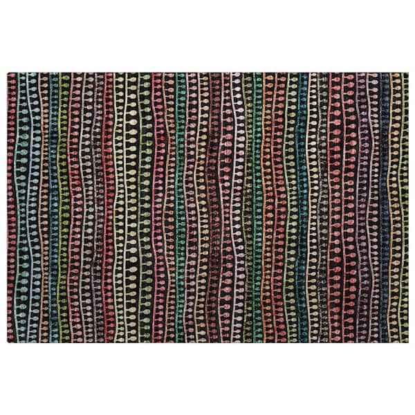 Dream Shag Premium Machine Washable Abstract ADS823 Black 2 ft. x 3 ft. Accent Rug
