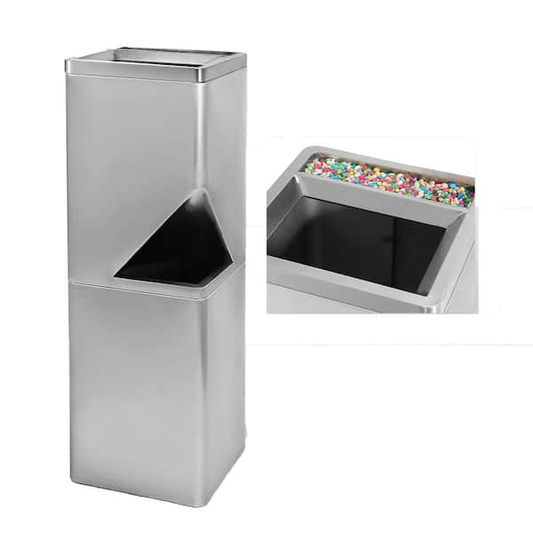 Commercial 13 Gal. Metallic Outdoor Trash Can with Lid