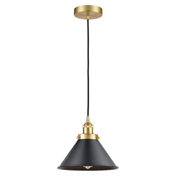 Briarcliff 100-Watt 1-Light Satin Gold Standard Mini Pendant Light with Metal Shade