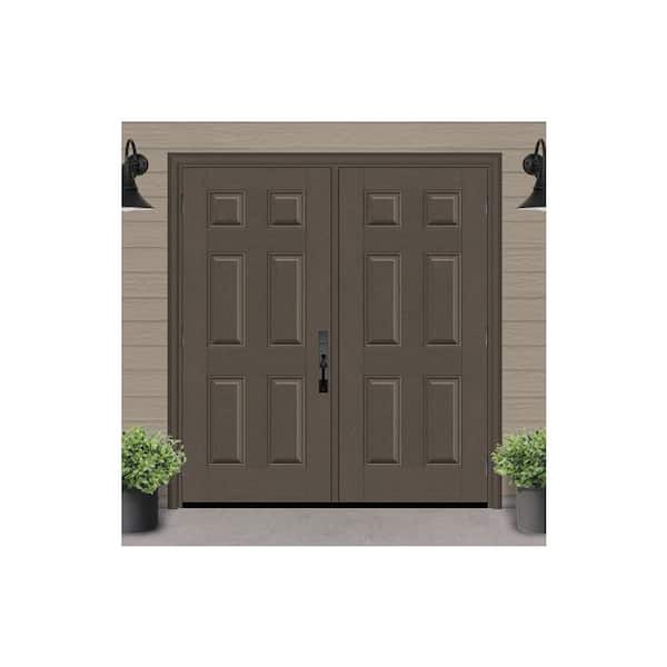 Regency 72 in. x 80 in. 6 Panel RHOS Ashwood Stain Mahogany Fiberglass Double Prehung Front Door with 6-9/16 Jamb