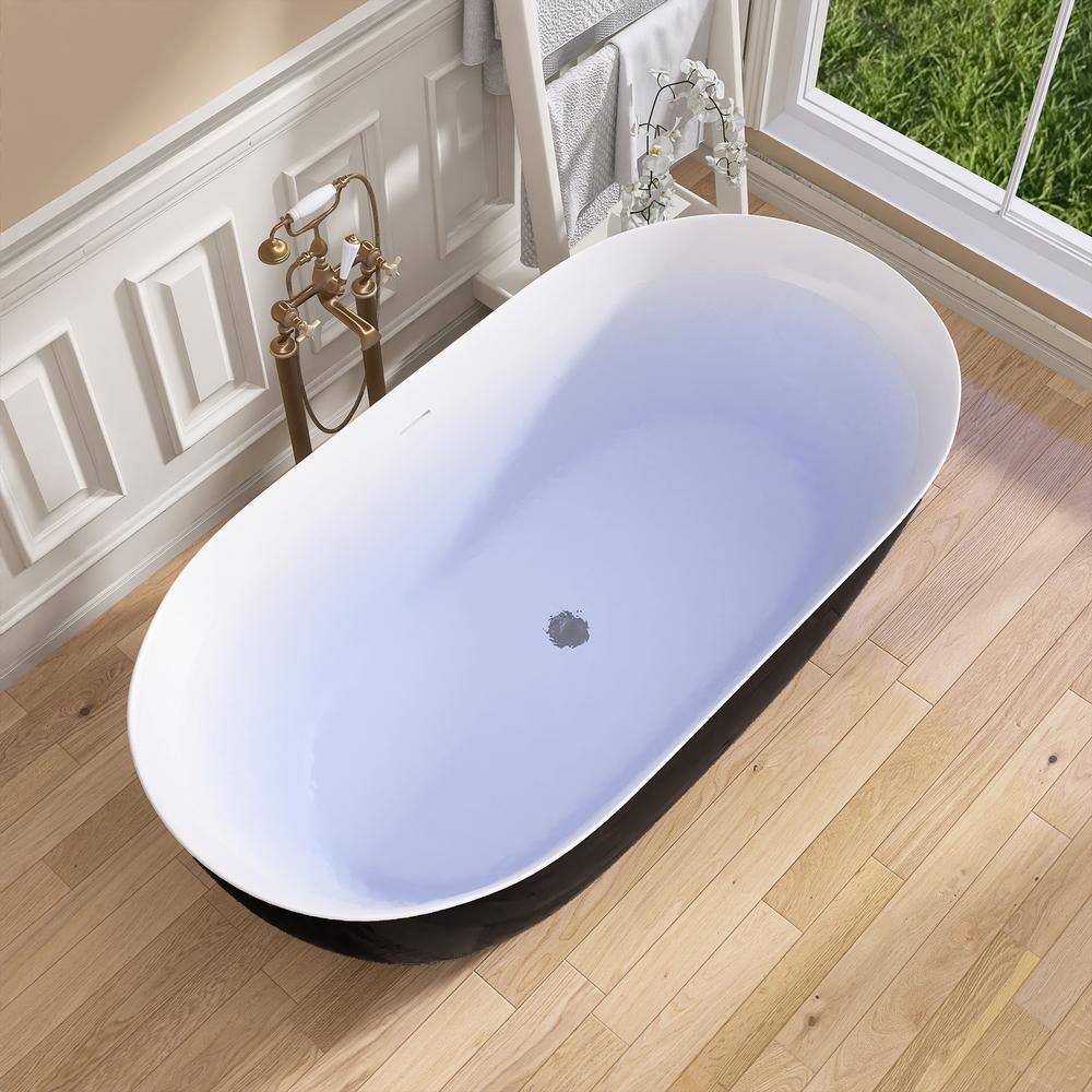 59'' White Acrylic Freestanding Soaking Bathtub