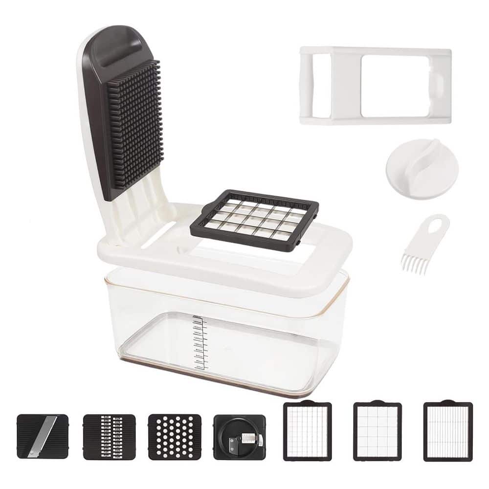 Stainless Steel Multi-Purpose Vegetable Slicer with 6 Blades and 4 Spiralizers, 10-in-1 Food Chopper with Container price history on PriceWatchPro
