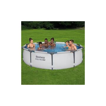 Bestway 56407E 10 ft. Round 30 in. High Metal Frame Pool Steel Pro MAX Family Swimming Pool Set 56407E-BW