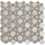 Marble Cream Honed 11.57 in. x 12.05 in. x 10 mm Limestone Mesh-Mounted Mosaic Tile (0.97 sq. ft.)