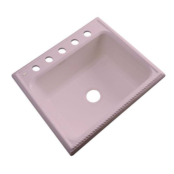 Thermocast Wentworth Drop-In Acrylic 25 in. 5-Hole Single Bowl Kitchen Sink in Wild Rose