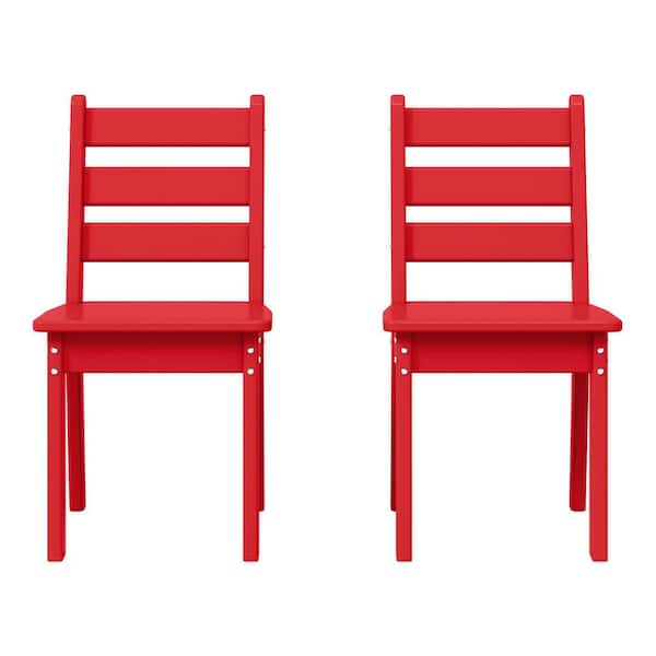 WESTIN OUTDOOR Garden Party Children's Outdoor Patio All Weather HDPE Plastic Dining Chair for Kids (Set of 2), Red