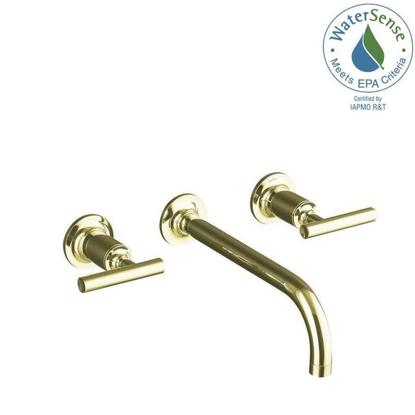 KOHLER Purist 2-Handle Wall Mount Bathroom Faucet in Vibrant French Gold