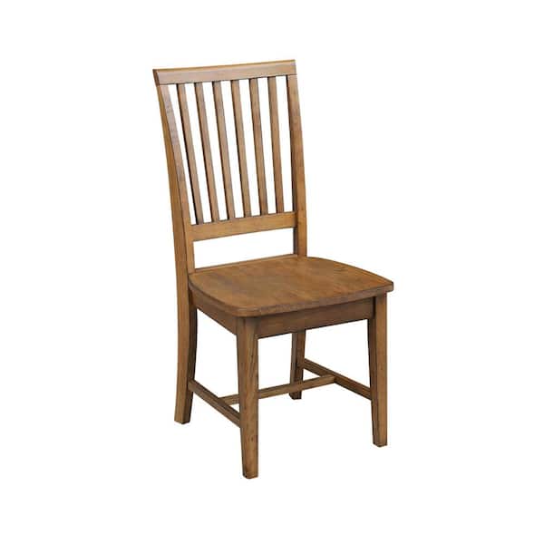 Unbranded Distressed Pecan Wood Mission Dining Chair (Set of 2)