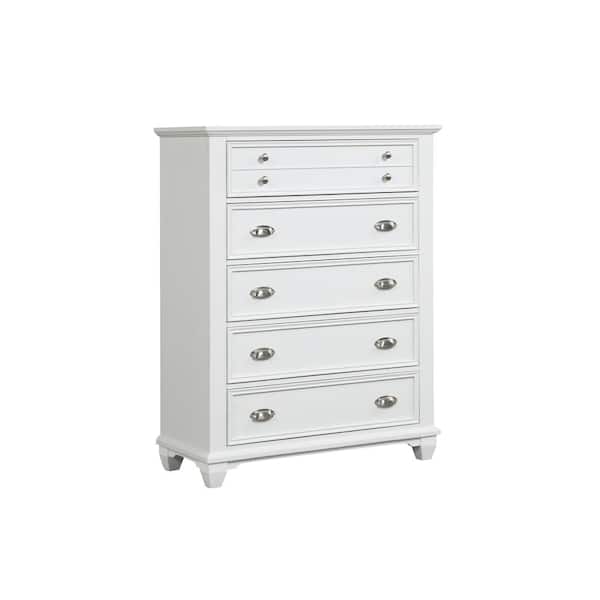 NEW CLASSIC HOME FURNISHINGS New Classic Furniture Jamestown White 5-Drawer 42 in. Chest of Drawers