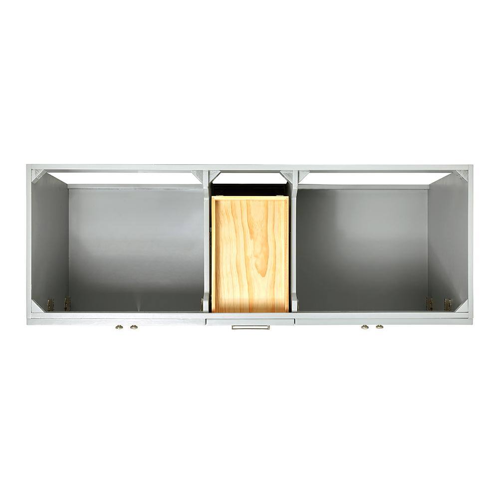 Hamlet 60" Gray Double Freestanding Vanity Cabinet with Nickel Hardware