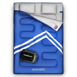Blue Double Sleeping Bag with 2 Pillows