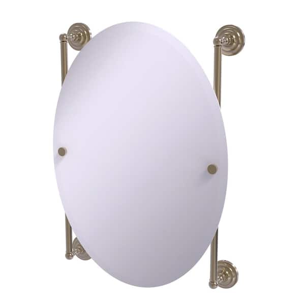 Allied Brass Que New Collection Oval Frameless Rail Mounted Mirror in Antique Pewter