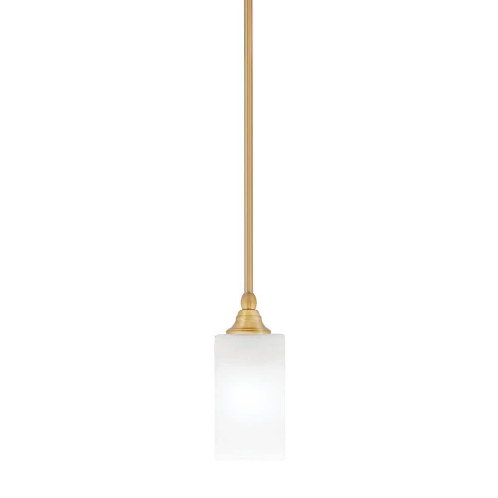 Sparta 100-Watt 1-Light New Age Brass Shaded Pendant Light Mini Pendant wit