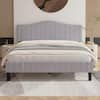 VECELO Upholstered Bed Frame With Sheepskin Fabric Adjustable Headboard ...